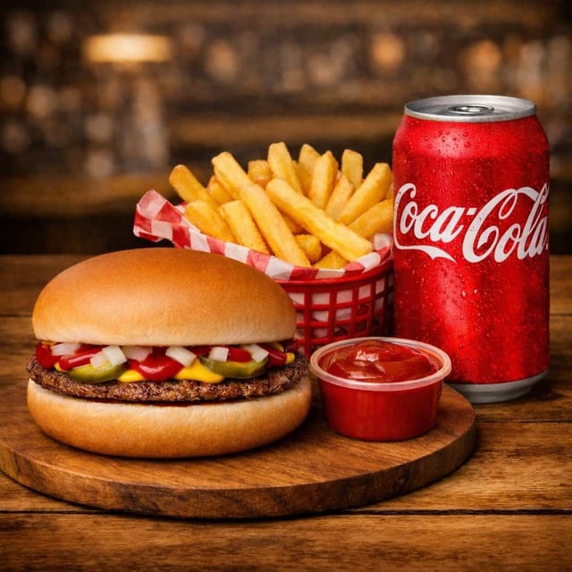 Jr Hamburger, Frise, Soda.