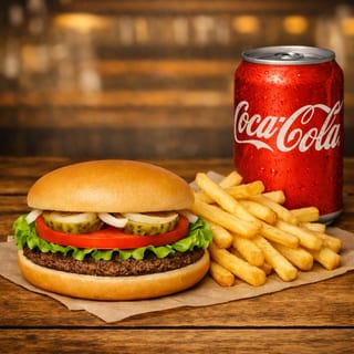 Jr Vegan Burger, Fries, Soda