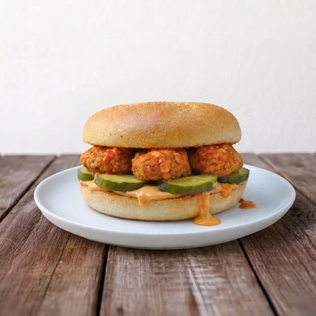 Spicy Vegan Chicken (3 pcs) Burger:.