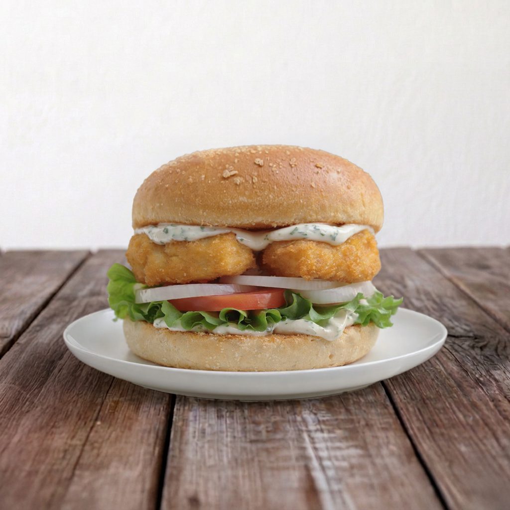 Vegan Baja Fillet Burger:.