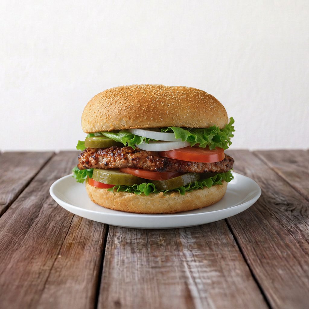 Vegan Organic Veggie Burger:.