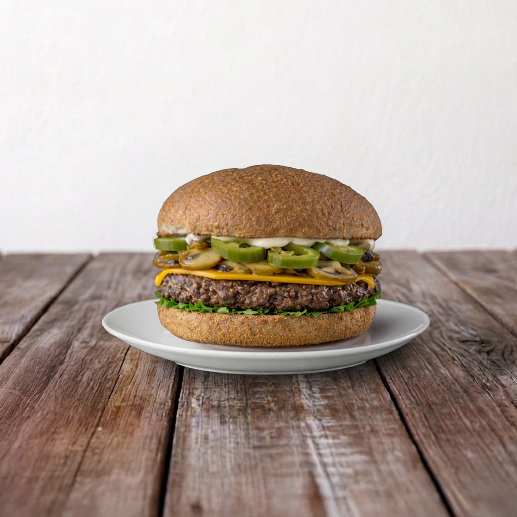 Beef Fiery Jalapeño Burger:.