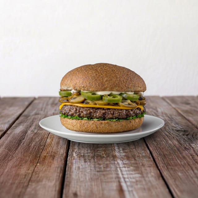 Beef Fiery Jalapeño Burger:.