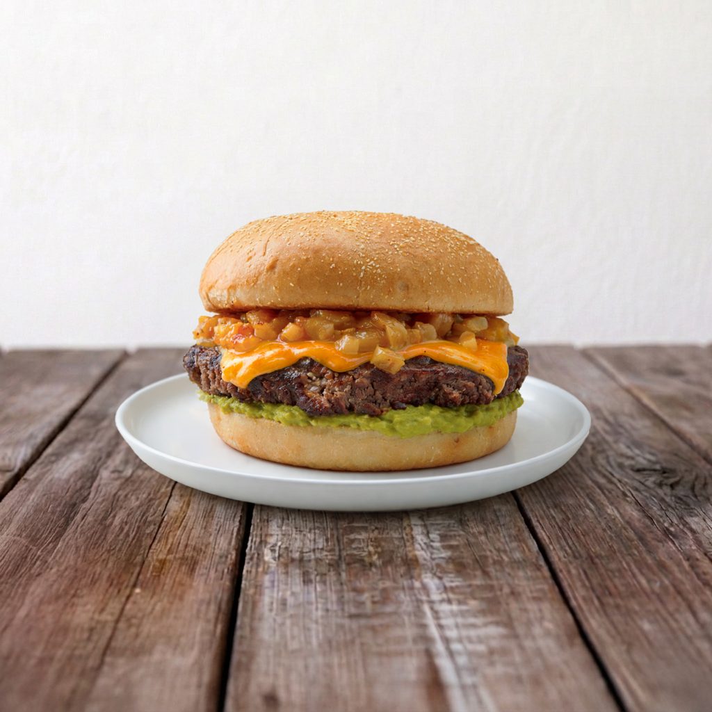Beef Avocado Sizzler Burger:.
