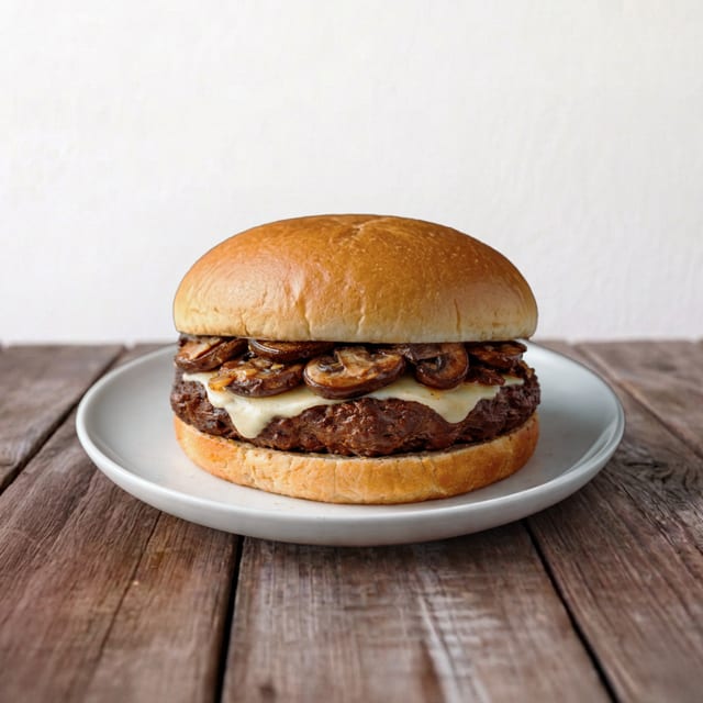 Beef Swiss Mushroom Burger:.